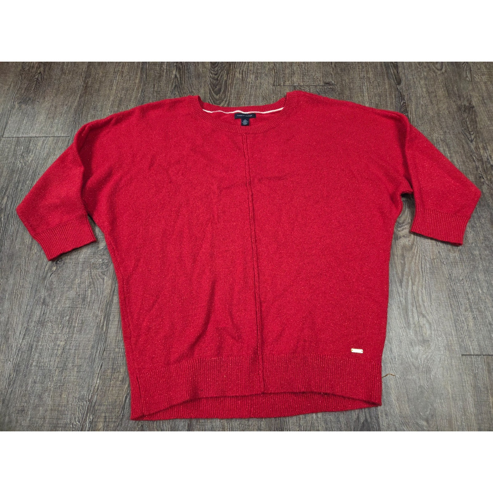 Tommy Hilfiger Red Metallic Glitter Sweater Women's Medium